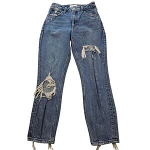 A&F high rise mom jeans 0R 25 distressed EUC casual blue everyday comfort